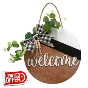 Surfapans Sign for Front Door 12" Front Door Welcome Signs for Home Decor Wooden Front Wreaths for Home Wall Decor