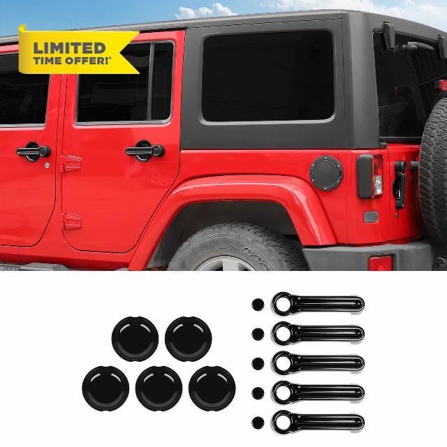 Hoolcar Exterior Door Handle Cover Tailgate Handle Cover Recess Guard Compatible with 2007-2017 Jeep Wrangler JK JKU Sports Sahara Freedom Rubicon Unlimited