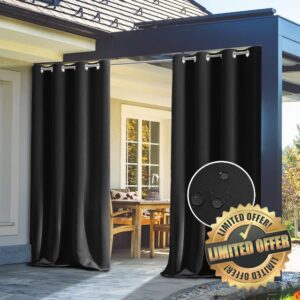 ZWGQZYTX Waterproof Window Curtain for Patio Rustproof Grommet Top Drapes Outdoor Curtains for Porch