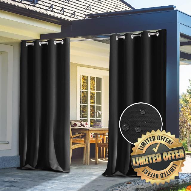 ZWGQZYTX Waterproof Window Curtain for Patio Rustproof Grommet Top Drapes Outdoor Curtains for Porch
