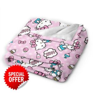 Pink Cat Super Soft Throw Blanket Cute Cartoon Blanket Warm Lightweight Cozy Flannel Blankets for Couch Bed Living Room 50"x40"