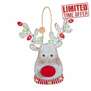 Mud Pie Light Up Tin Christmas Door Hanger