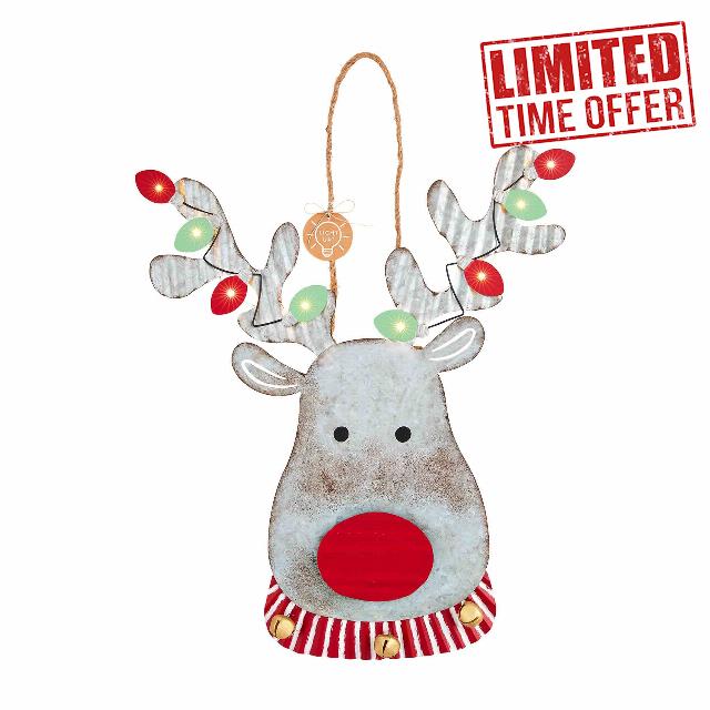Mud Pie Light Up Tin Christmas Door Hanger
