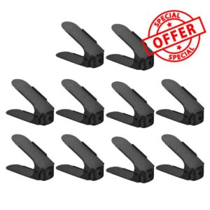 MECCANIXITY Shoe Slots Organizer 255x95x200mm Adjustable Double Layer Space Saving Shoe Rack Organizer for Closet (Black