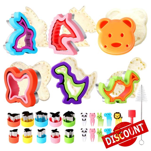 Junejour 28 Piece Uncrustable Sandwich Cutter and Sealer for Kids
