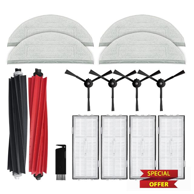 SONGRUI Replacement Spare Accessories Refill Parts Kit Compatible with Roborock S8 and S8 Plus Robotic Vacuum Cleaners: 1 Dual Roller 4 Spin Brush 4 Hepa Filters 4 Mop Rag Cloth Pads