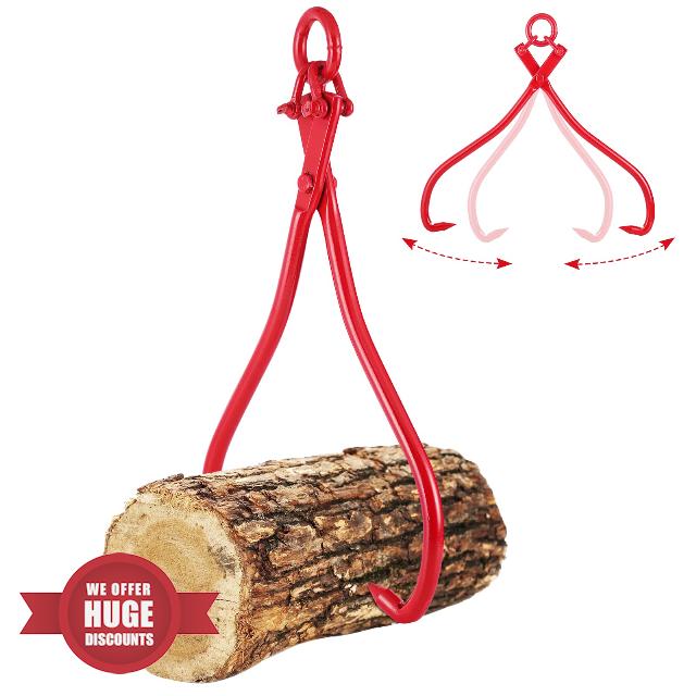 YUCHENGTECH Log Lifting Tongs Skidding Tongs Heavy Duty Grapple Timber Claw Timber Claw Hook for Log Lifting Handling Dragging Carrying (32")