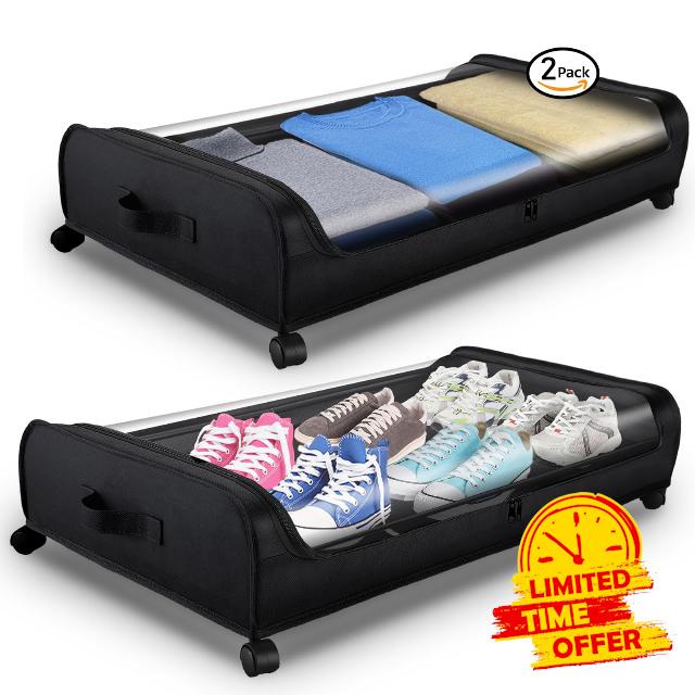 MuiiuM Upgraded large capacity under bed storage with wheels