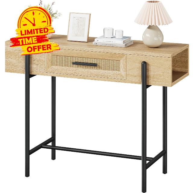 IDEALHOUSE Rattan Console Table