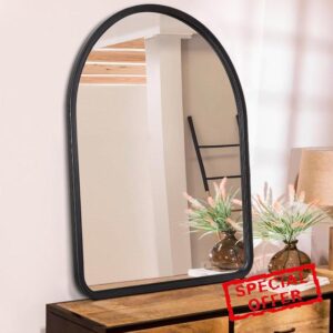 Black Arch Mirrors for Wall Wooden Framed Vintage Rustic Farmhouse Vanity Mirror Decor Bathroom Bedroom Entryway Hallway Living Room New Home 12"&times;16"