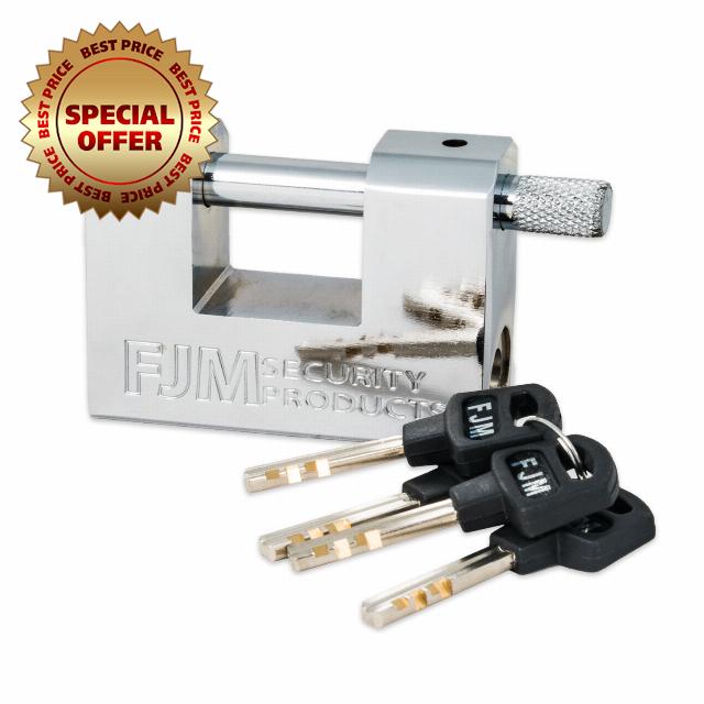 FJM Security SPSA80-KD 3-1/8 Triple Chrome Plated D-Shaped Security Padlock