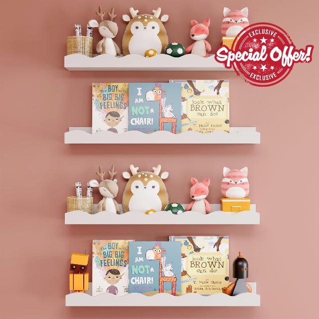 Floating Shelves for Wall Décor Storage Set of 4 Nursery Book Shelves Wall Mounted Shelves for Books
