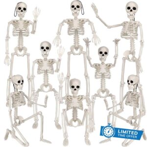 XIMISHOP 8pcs Posable Halloween Hanging Skeleton Decoration