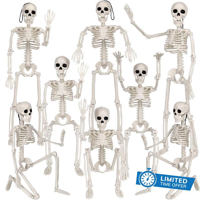 XIMISHOP 8pcs Posable Halloween Hanging Skeleton Decoration