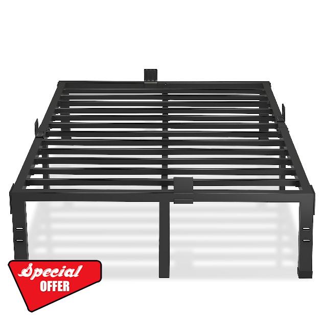 MAF 12 Inch King Size Bed Frames with Mattress Slide Stopper Black Heavy Duty Metal Platform Bed Frame Steel Slat Support