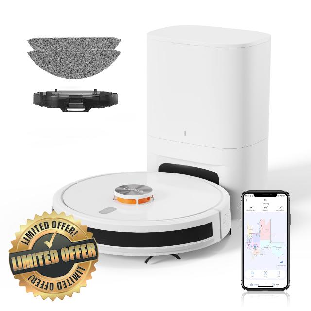 R5 Robot Vacuum and Mop Combo with HEPA Self-Emptying Base