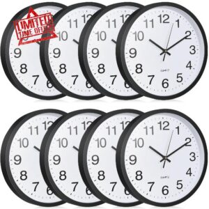 Inbagi 8 Pcs Wall Clock Large 12 Inch Silent Battery Operated Wall Clocks Modern Non Ticking Wall Clocks Bulk Decorative for Kitchen Office Living Room Home Bathroom Bedroom Classroom School