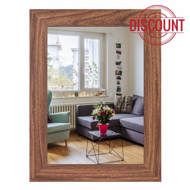 HLFMVWE Wall Mirror Rectangular Wooden Frame Vintage Rustic Farmhouse Antique Hanging Wall Mirror for Living Room Bathroom Vanity Bedroom Decorative Wide Trim Small Brown 16"x12"