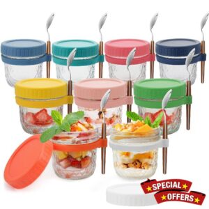 9 Pack Overnight Oats Jars with Lids and Spoons