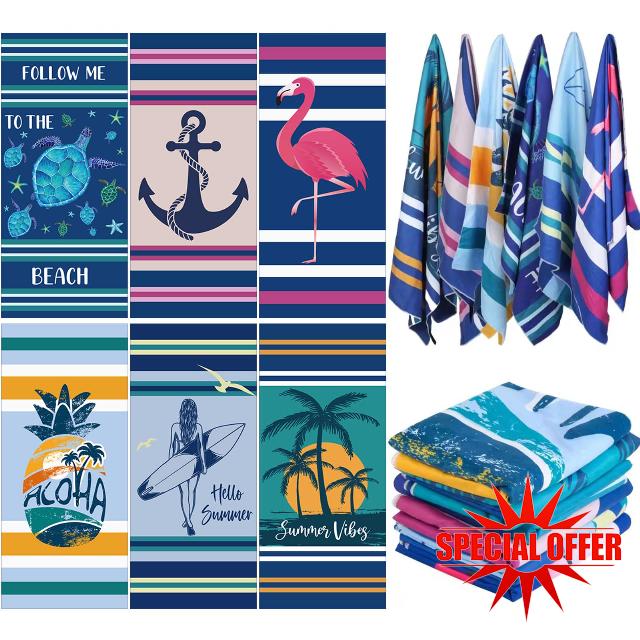 Yioneshop 6 Pack Large Beach Towel Style2
