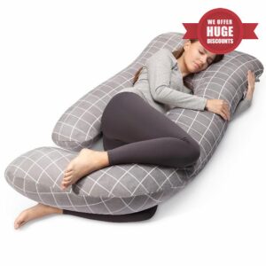 cauzyart Pregnancy Pillow for Sleeping Full Body Pillow 55 inches Provides Maternity Support for Back