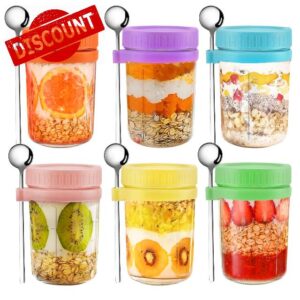 6 pack glass overnight oats jars