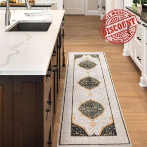 Antep Rugs Babil Gold 2x6 Oriental Bordered High Low Textured Traditional Indoor Runner Rug