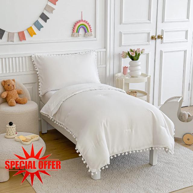Toddler Bedding Set 4 Pieces Toddler Bed Set Bed in a Bag Chic Boho Comforter for Boys Girls with Fitted Sheet