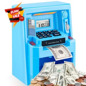 Qiekaka ATM Piggy Bank for Real Money for Adults and Kids Safe Bank Mini ATM Machine Piggy Bank for Boys and Girls Gift Ideas