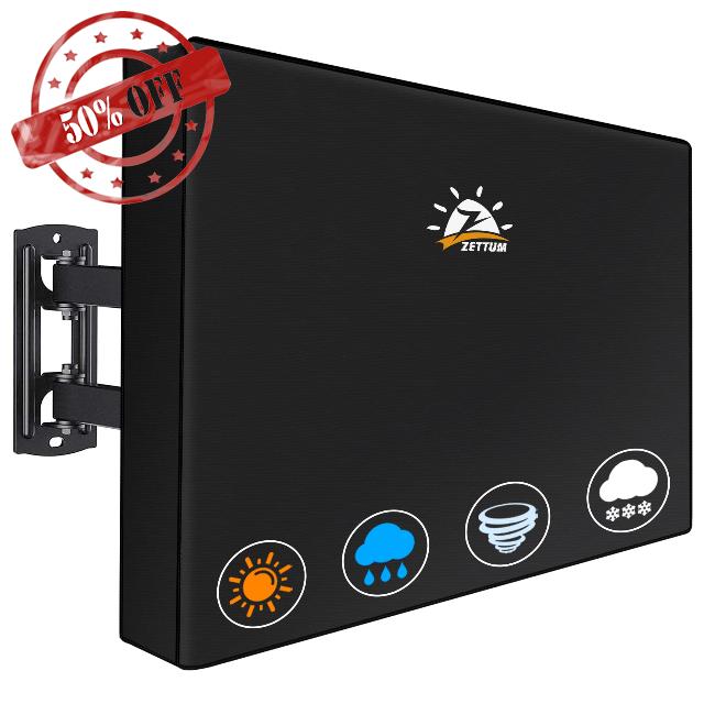 Zettum Outdoor TV Cover - TV Cover for 52 to 55 Inch Outside TV