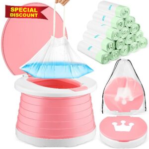 Tanlade Portable Potty For Toddler Travel Potty Foldable Potty Training Toilet For Girls Boys Potty Chair Folding Travel Potty Seat With 300 Disposable Potty Bags For Car Camping Indoor Outdoor