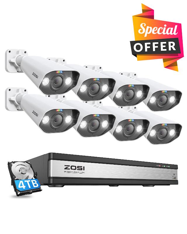 ZOSI 16CH 4K Home PoE Security Camera System with Two-Way Audio