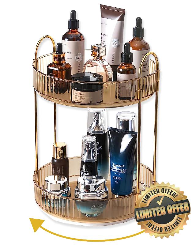 Asayuee 360 Rotating Gold Makeup Organizer