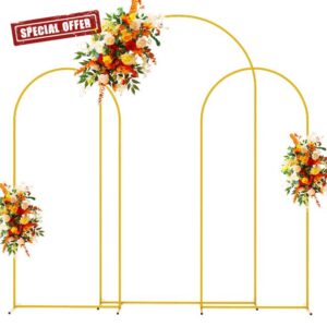 Putros Metal Arch Backdrop Stand Gold Wedding Arch Stand Set of 3 (7.2FT/6FT/6FT) Square Arched Frame for Birthday Party Graduation Ceremony Decoration
