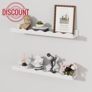 Floating Nursery Book Shelves Set of 2 Modern Wood Storage Shelves for Wall Decor