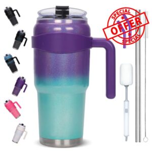 LAOION 40 oz Tumbler with Handle and Straw Stainless Steel Hot Coffee Travel Mug