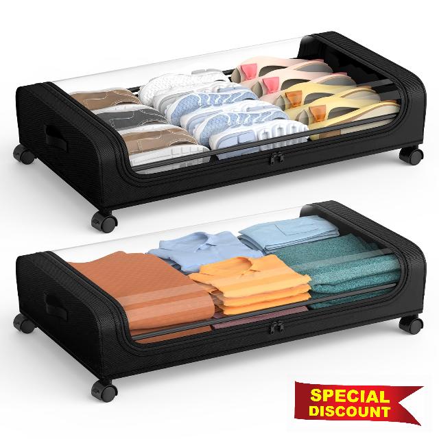 AUING Under Bed Storage with Wheels