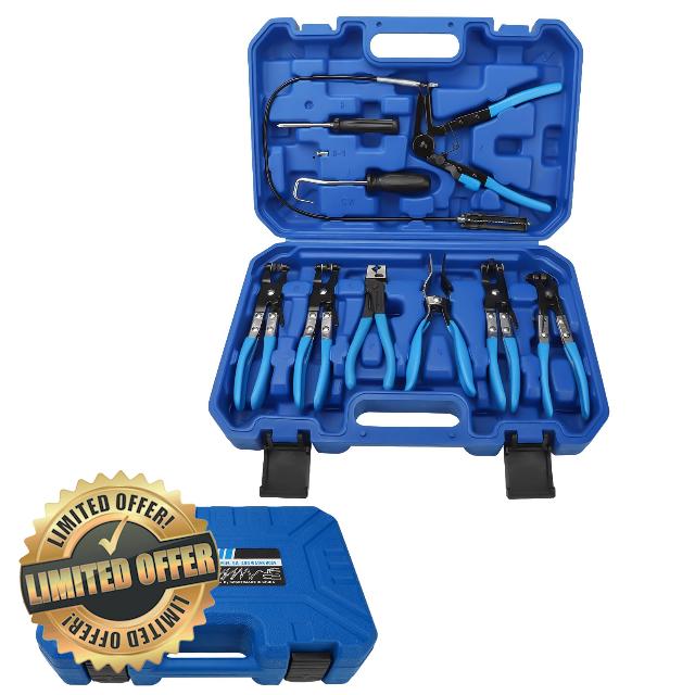 BETOOLL 9pcs Wire Long Reach Hose Clamp Pliers Set Fuel Oil Water Hose Auto Tools