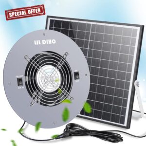 LilDiho Solar Fan-Greenhouse Solar Fan-Home Solar Fan with 25W Solar Panel + High Speed Exhaust Fan Equipped with Exhaust and Intake Function for Attic