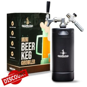 Growler Mini Keg - Beer Keg Growlers for Beer - 128oz Keg Beer Drafting Machine - Stainless Steel Mini Keg Barrel with Keg Cooler Jacket - Beer Growler Keg for Bar or Home - Black Keg