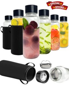 purifyou Set of 6 Glass Water Bottles with Infuser