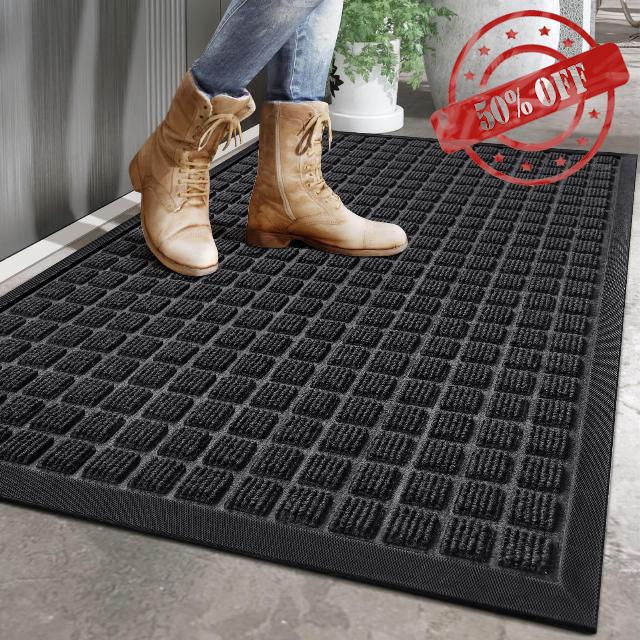 DEXI Door Mat Welcome Mats for Entryway Front Doormat for Entrance Heavy Duty Rubber Non Slip Low Profile for Patio