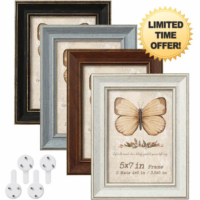 5x7 Picture Frame Set of 4 with 2 Mats