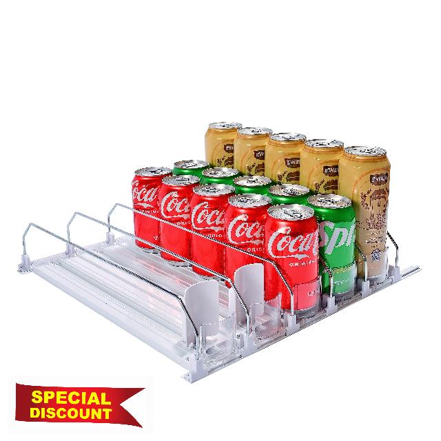LUEUR Drink Organizer for Fridge Self-Pushing Soda Can Organizer for Refrigerator