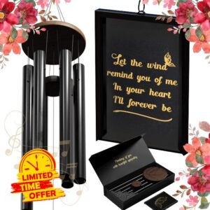 Amabeen Memorial Wind Chimes 39&Prime; with Photo Frame for Outside Deep Tone