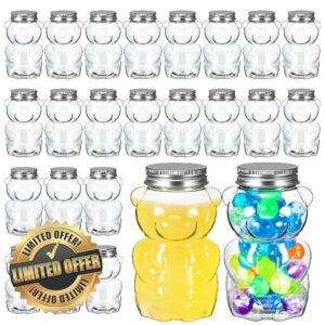 Mumufy 24 Pcs Bear Plastic Jar 17 oz Large Capacity Gummy Candy Milk Tea Drinks Bear Shaped Container for Making Candy Gifts DIY Decoration