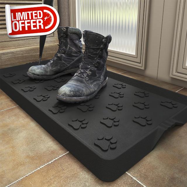 SUPENUIN Heavy Duty Rubber Cute Boot-Tray Multi Purpose Shoe Mats for Entryway Indoor Outdoor Use Easy Cleaning Catch All Black Trays 16&rdquo;x27.5&rdquo;