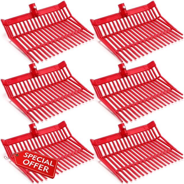 Lasnten 6 Pieces Manure Fork Head Fork Replacement Head with 18 Tines