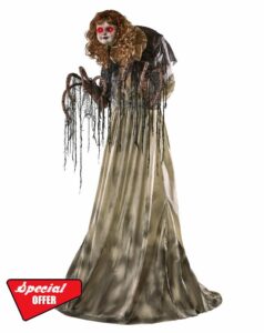 Spirit Halloween 7 Ft Darling Dolly Animatronic | Animated Decoration | Lurching Forward Motion | Blue Light Up LED Eyes | Plays Sounds