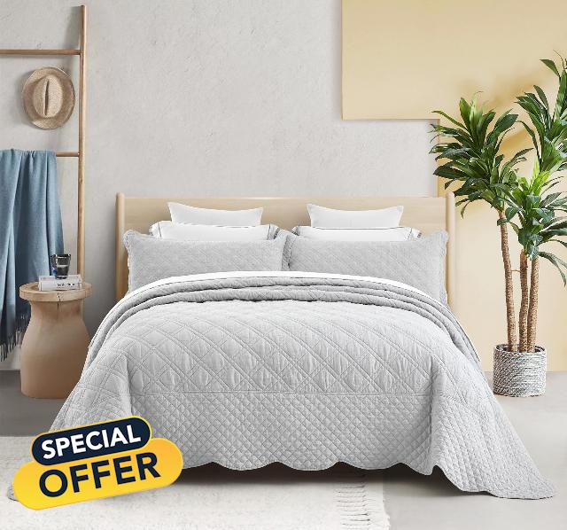 HZ&HY Oversized King Bedspread Grey - 100% Linen